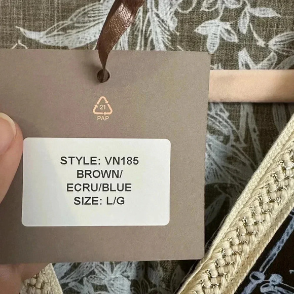 SAIPH Santorini Floral Maxi Dress Size L Blue White Cotton Italy Relaxed Coastal - Picture 3 of 9